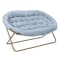 Flash Furniture Eleanor 56-in Portable Folding Double Saucer Chair in Dusty Aqua Faux Fur w/a Soft Gold Steel Frame FV-FDS-001-DTAQ-SGD-GG - alternate 1